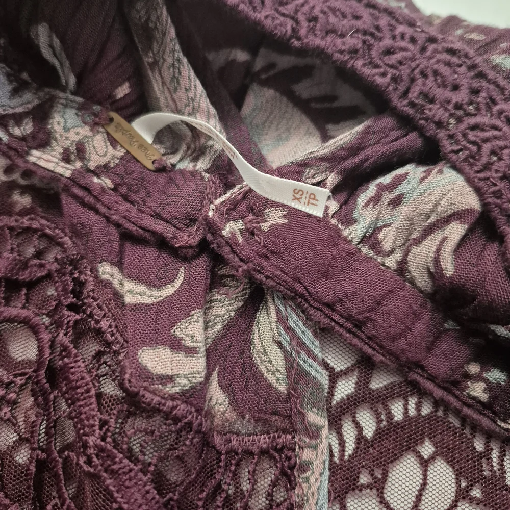 Free People Purple and Cream Mini‎ Dress XS